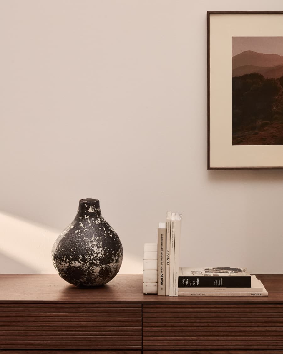 Orelin ceramic vase in black and white 30 cm