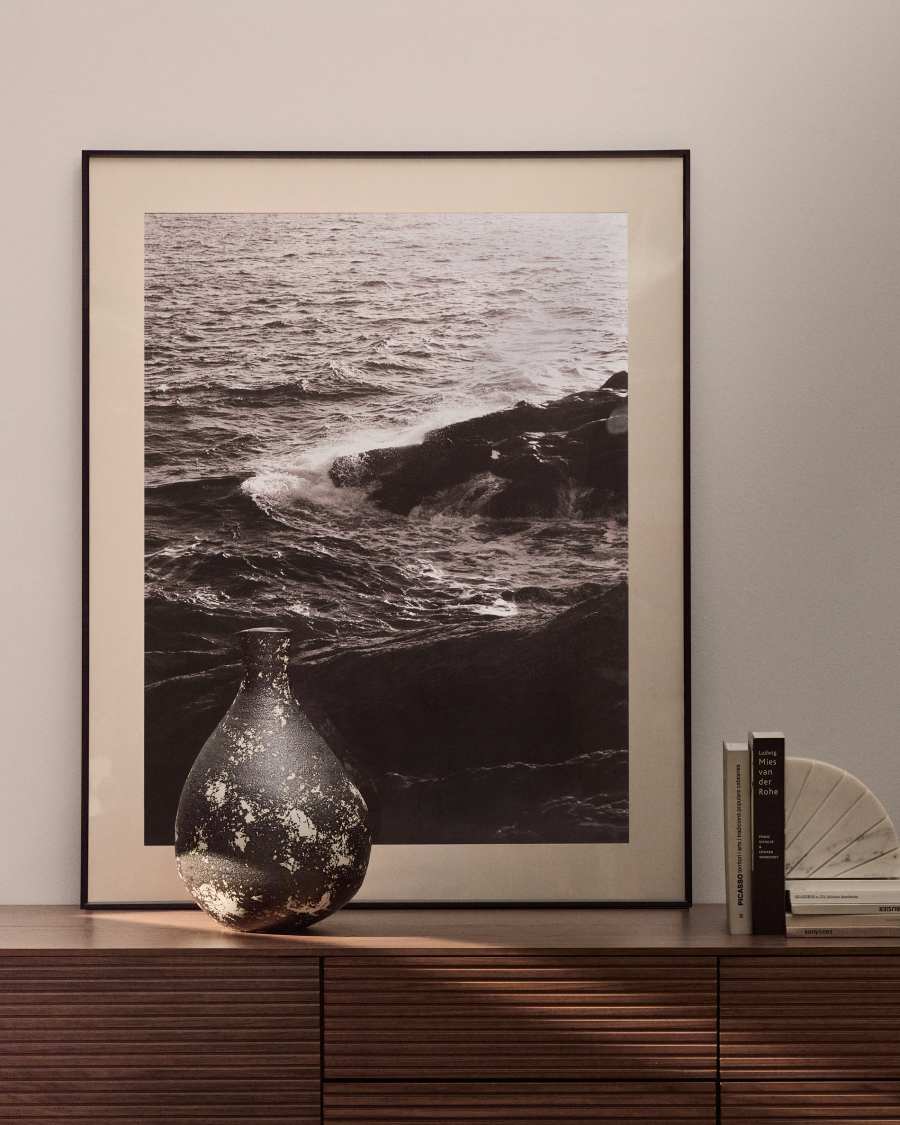 Orelin ceramic vase in black and white 39 cm