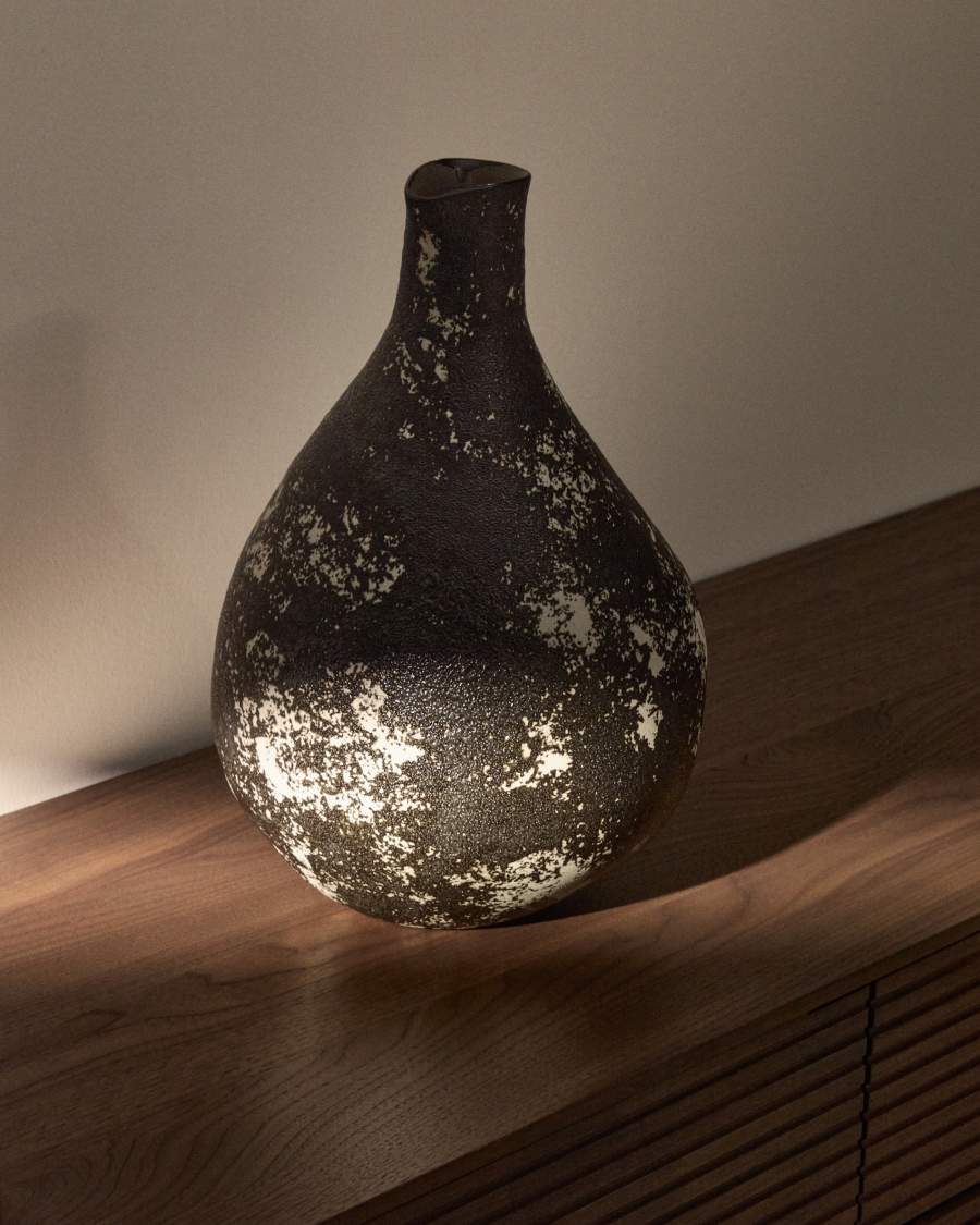 Orelin ceramic vase in black and white 39 cm