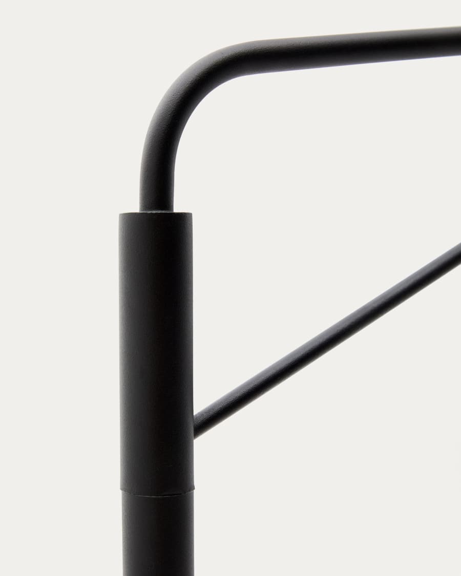 Eilo staande lamp van zwart staal en bol van gepolijst glas