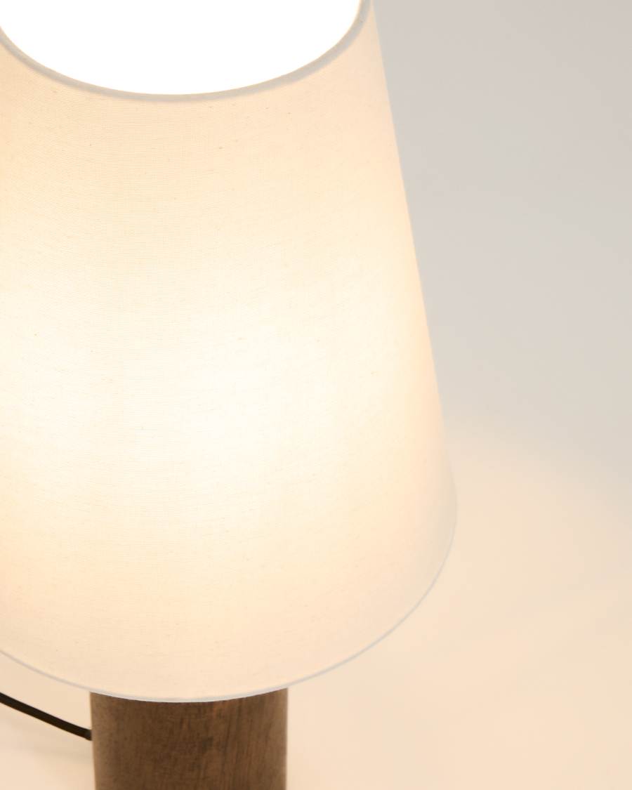 Lampe de table Marga en bois d’hévéa avec finition foncée