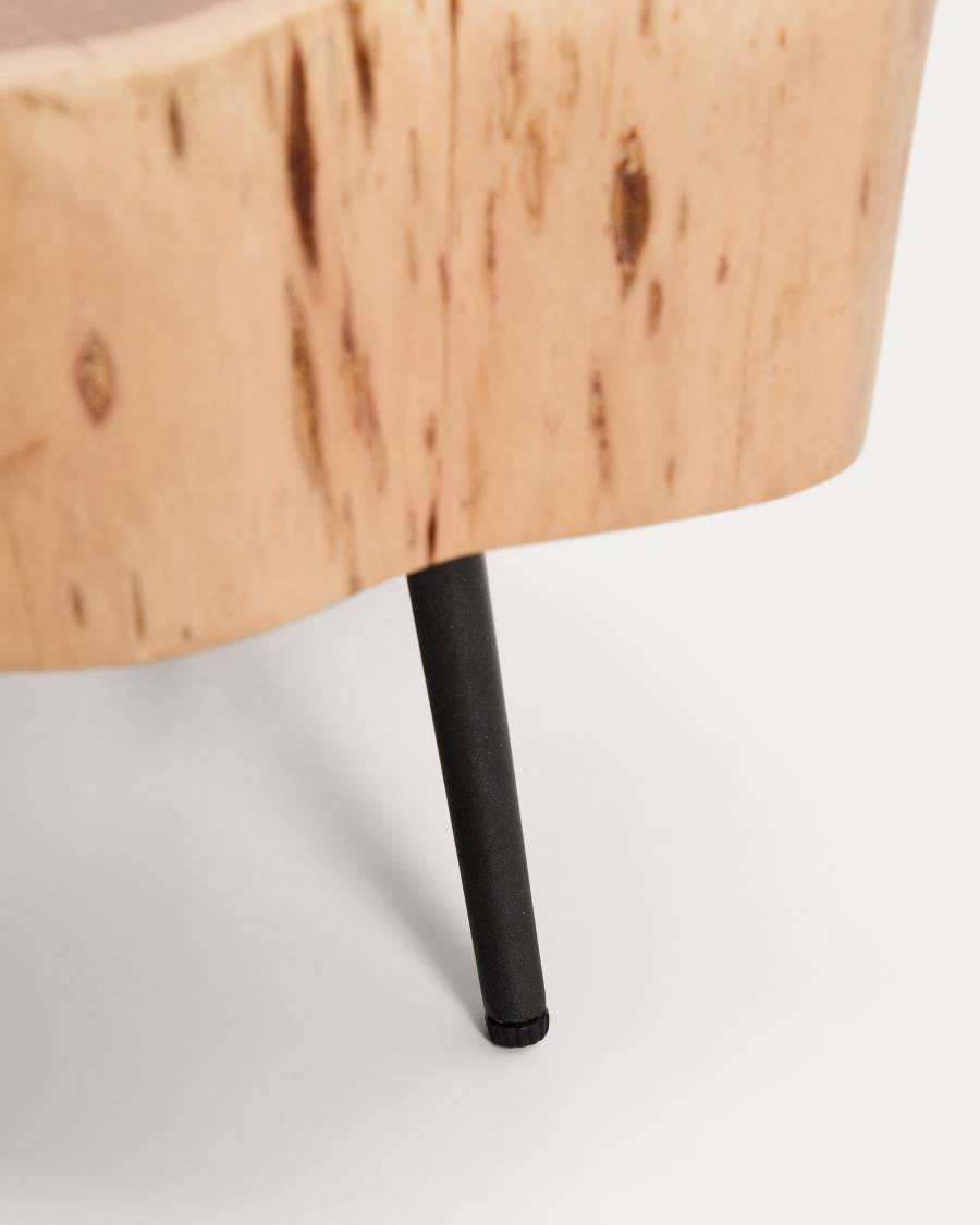 Tavine coffee table in solid acacia wood with bleached finish and black steel legs Ø49cm