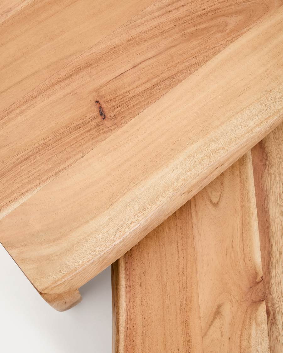 Set di 2 tavolini da appoggio a nido Lomiri in legno massiccio di acacia con finitura sbiancata 50 x 42 cm / 34 x 42 cm