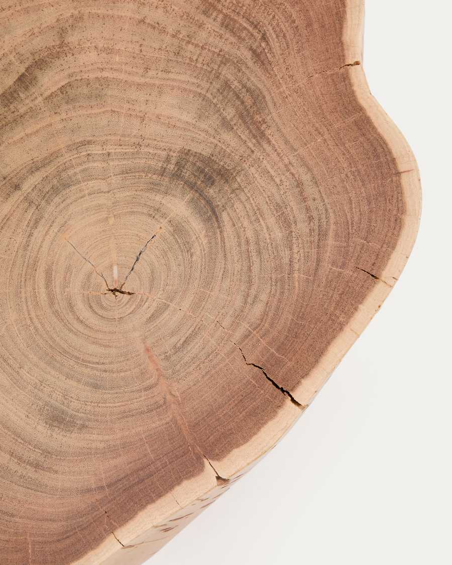 Tavine coffee table in solid acacia wood with bleached finish and black steel legs Ø49cm