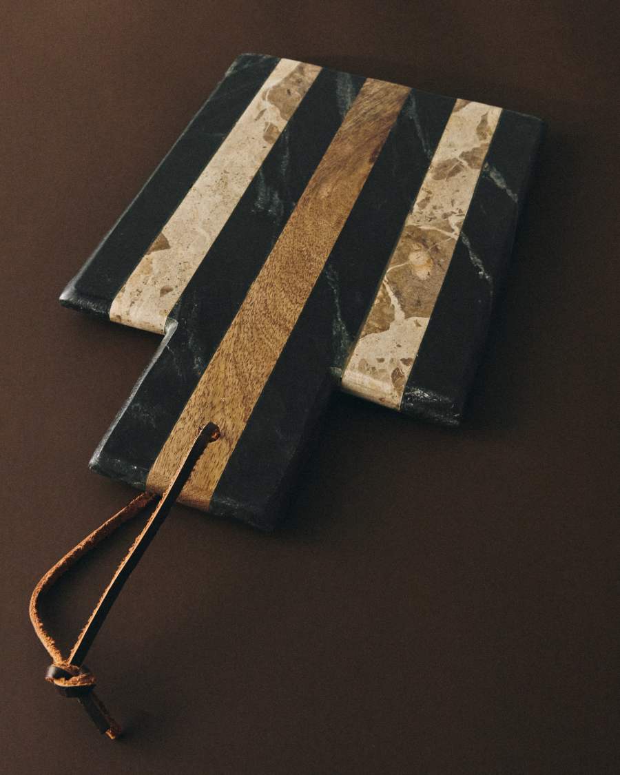 Surne serving board in black, brown and beige marble 30 x 18 cm