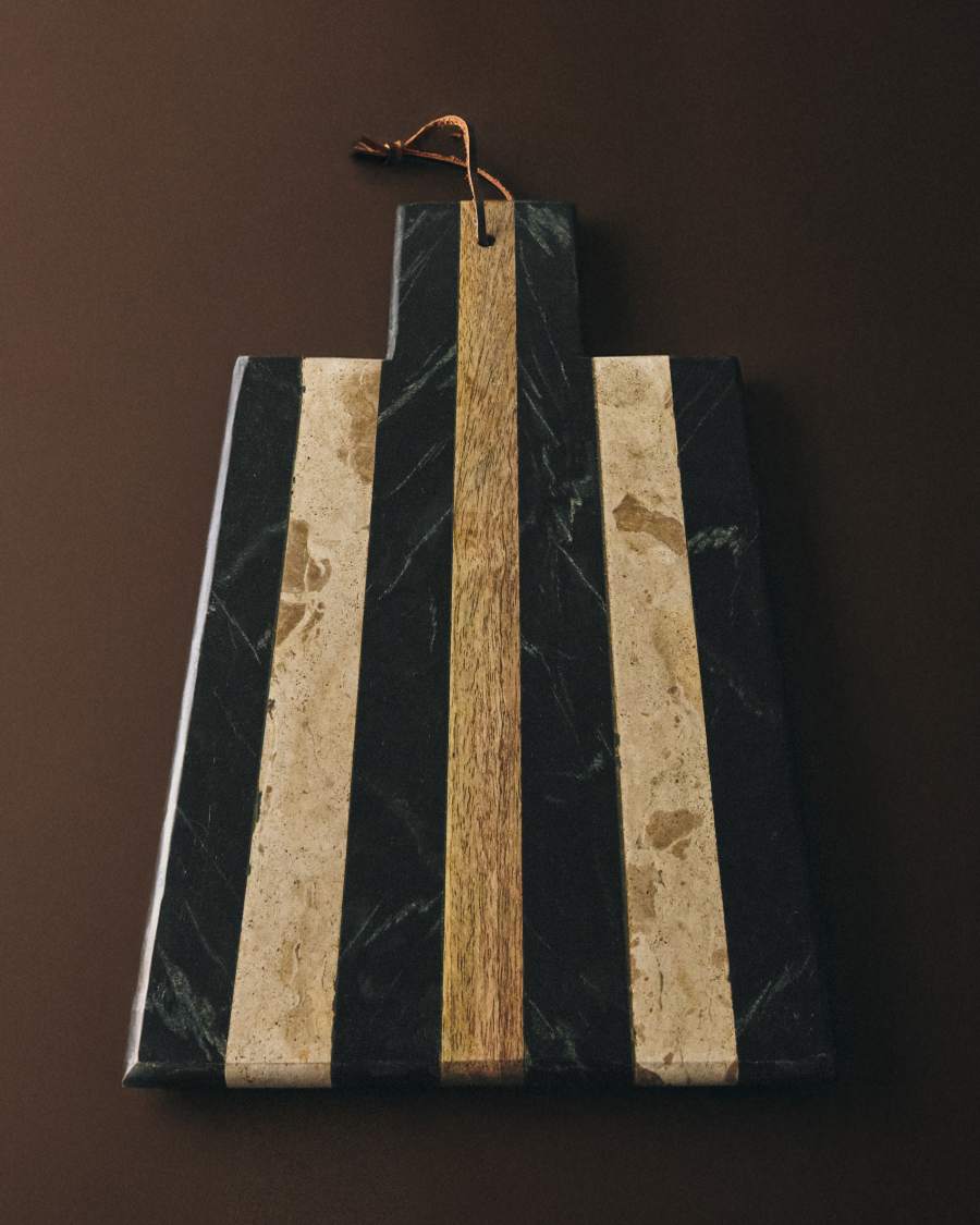 Surne serving board in black, brown and beige marble 30 x 23 cm