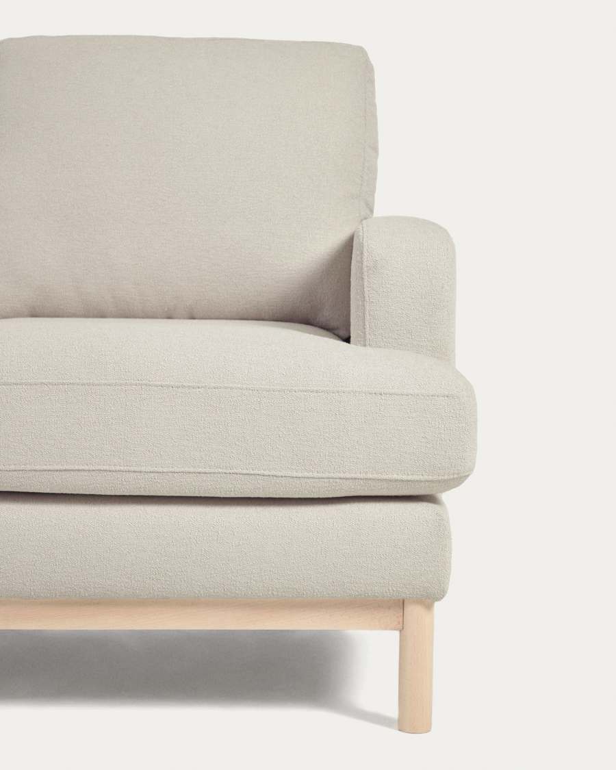 Mihaela 3 seater sofa in white micro bouclé, 203 cm FSC Mix Credit