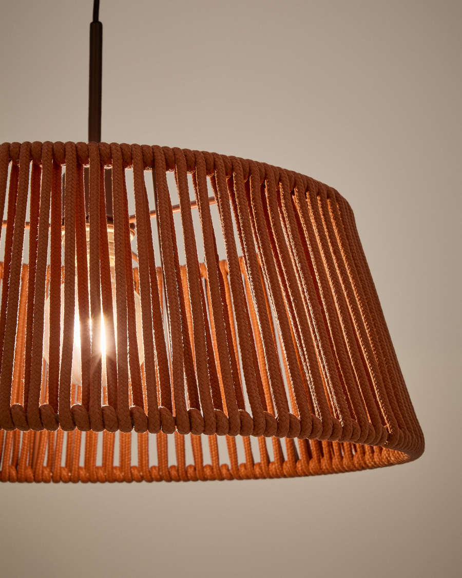 Abat-jour pour suspension Aldet en corde chinée terracotta Ø 46 cm