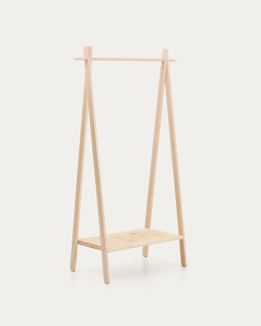 Natane birch wood and rattan clothing rail, 95 x 152 cm