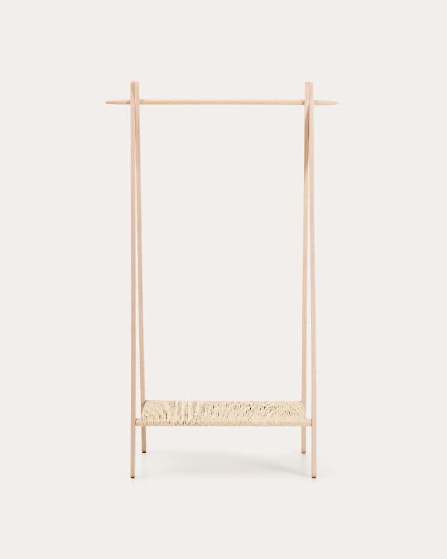Natane birch wood and rattan clothing rail, 95 x 152 cm