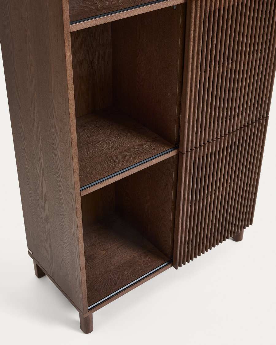 Beyla shelf unit in ash veneer and solid ash wood with walnut finish 84.5 x 170cm FSC 100%