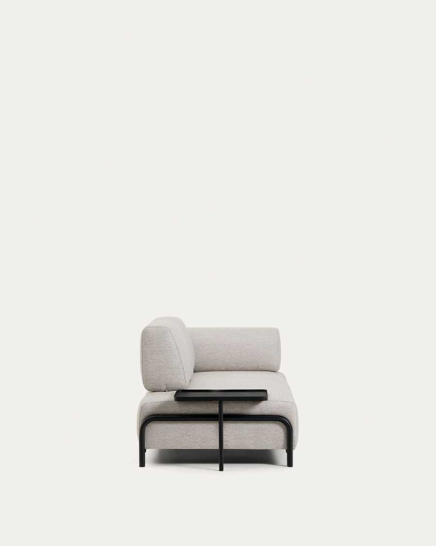 2-Sitzer-Sofa Compo in Graubeige mit großem Tablett und schwarzem Metallgestell 200 cm FSC Mix Credit