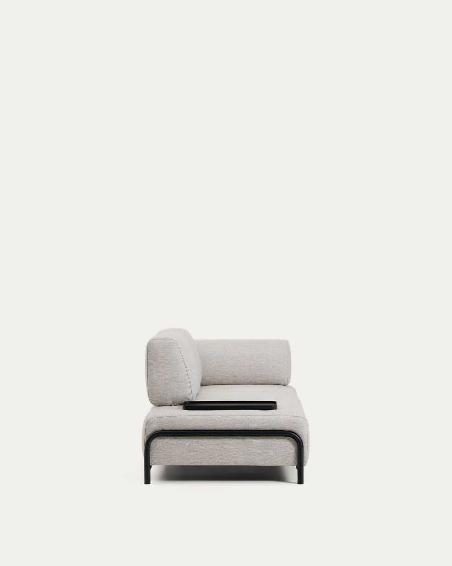 Compo 2-seater greige sofa with small tray table and black metal frame 200 cm FSC Mix Credit