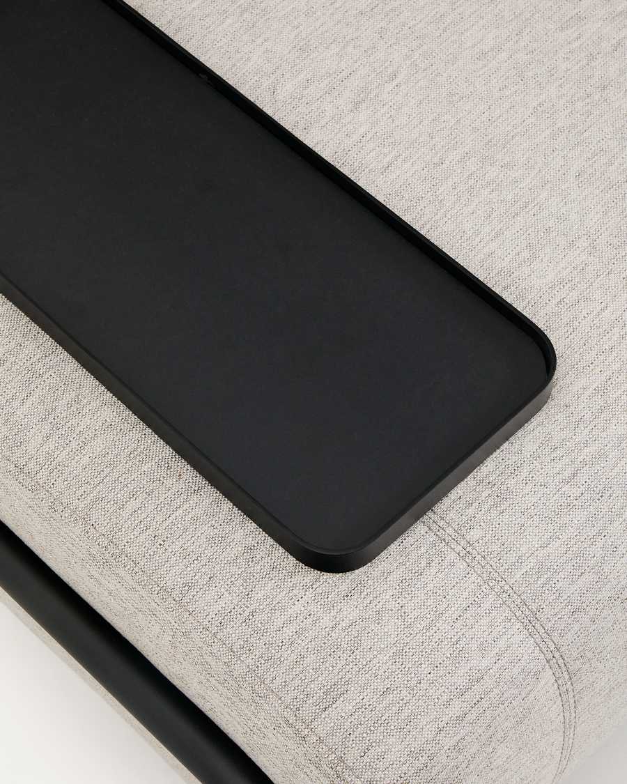 Compo 2-seater greige sofa with small tray table and black metal frame 200 cm FSC Mix Credit