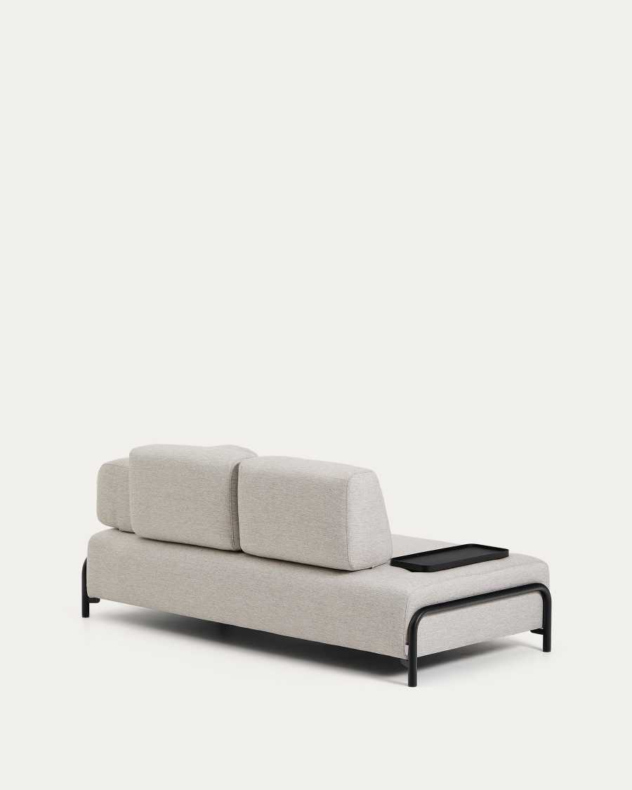 Compo 2-seater greige sofa with small tray table and black metal frame 200 cm FSC Mix Credit