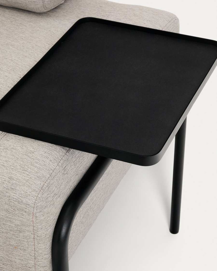 2-Sitzer-Sofa Compo in Graubeige mit großem Tablett und schwarzem Metallgestell 200 cm FSC Mix Credit