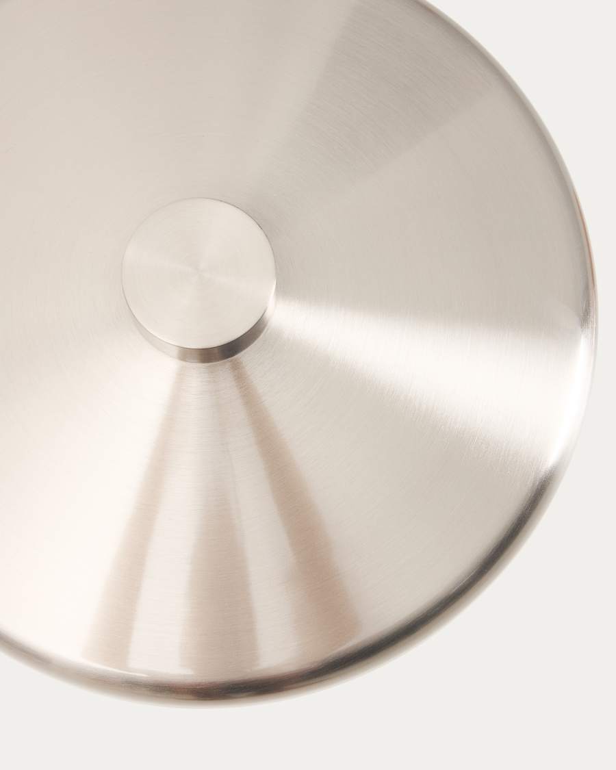 Lampada da tavolo Nuvira in metallo spazzolato grigio chiaro