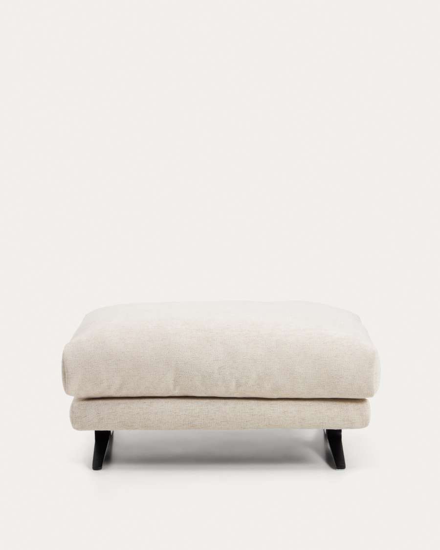 Veliro beige chenille footrest with black steel legs 85 x 90cm FSC Mix Credit
