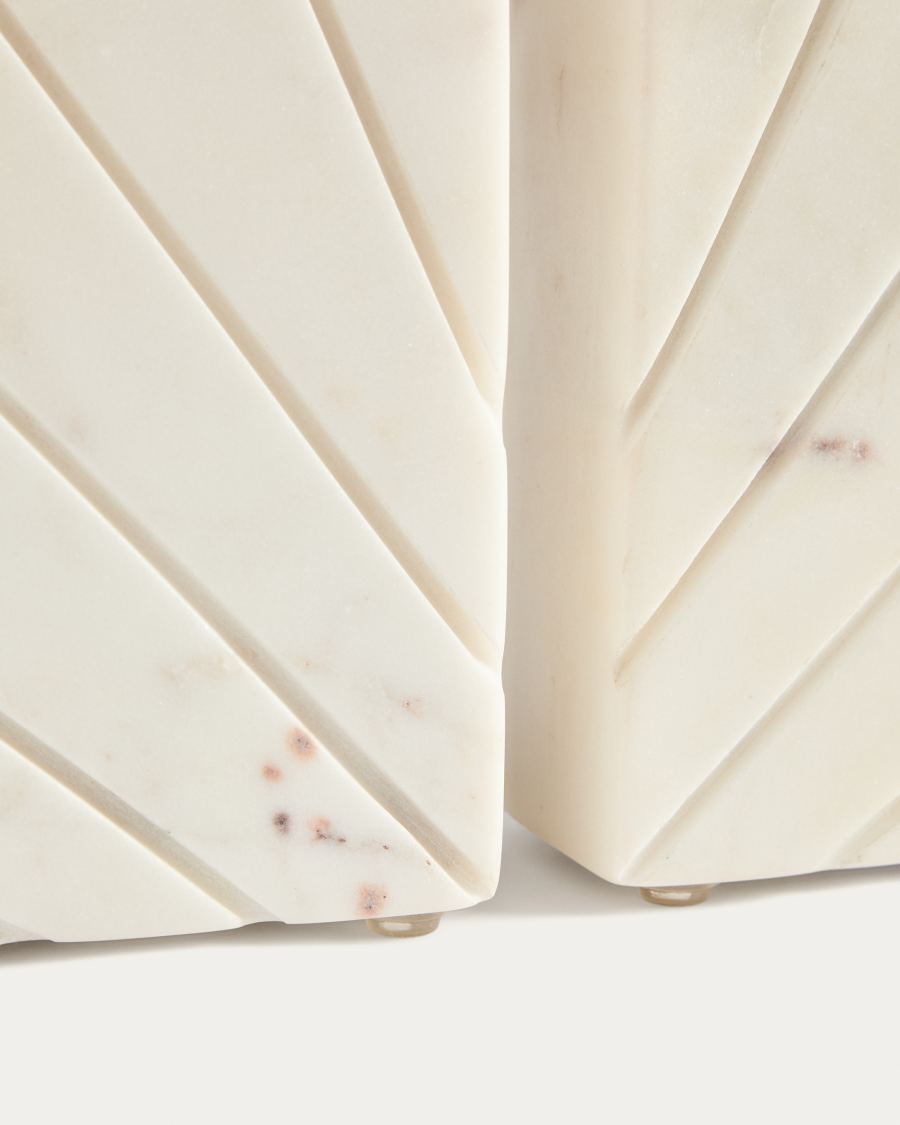 Buchstütze Serela aus weißem Marmor