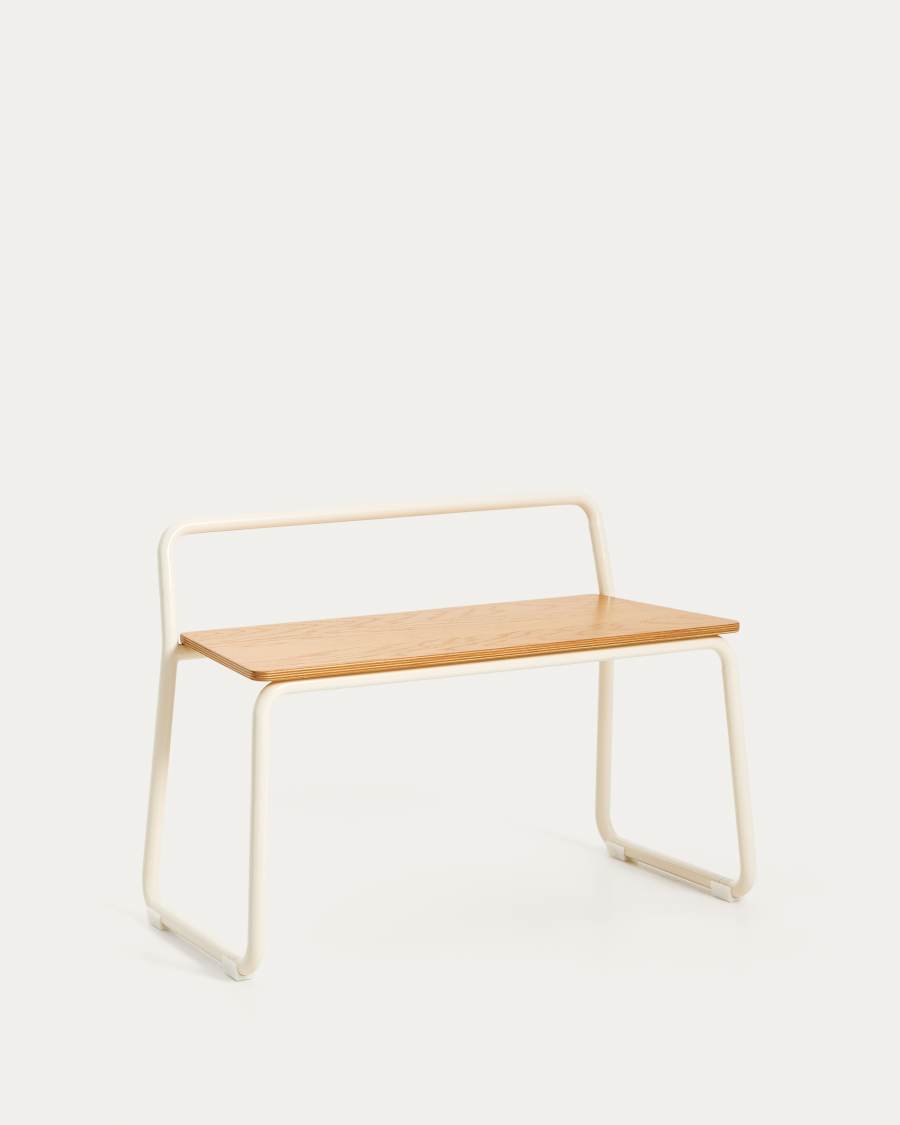 Banc Tinn en placage de frêne et structure en métal beige 75 cm