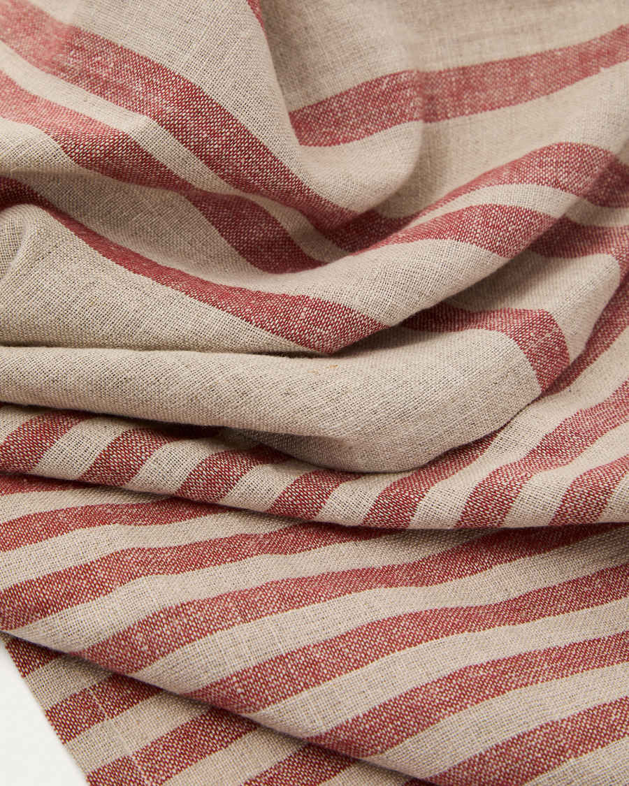 Jarne set of 2 placemats in beige and red linen 35 x 50 cm