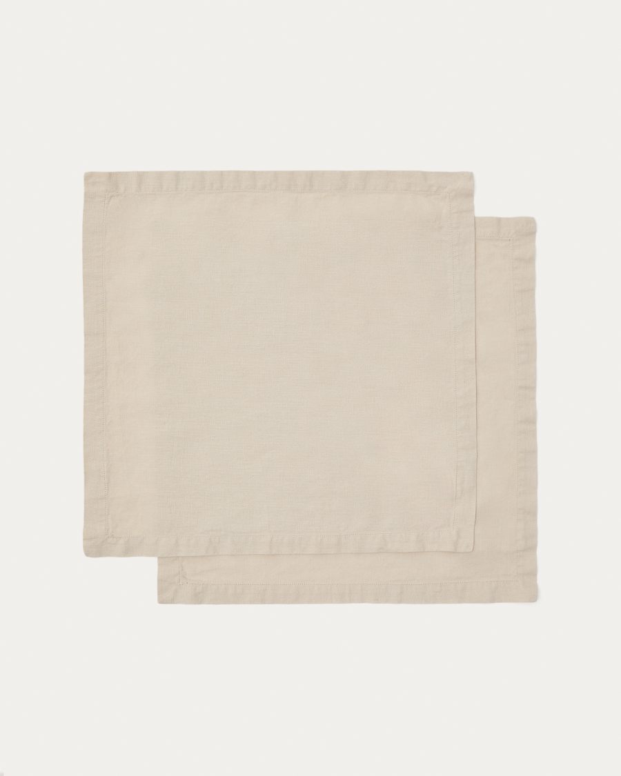 Aldine set of 2 cotton and linen napkins in stone grey