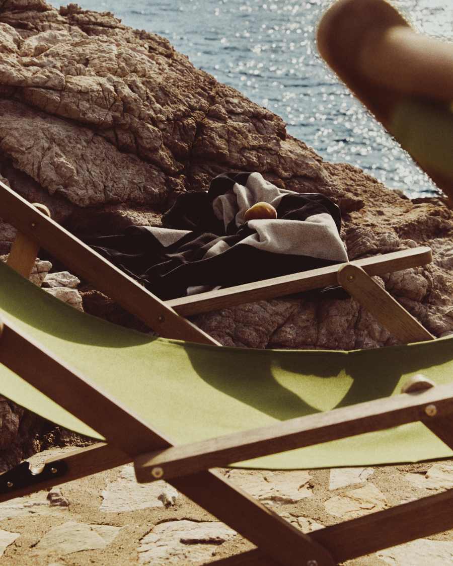 Vilara green outdoor folding deck chair made of FSC 100% solid acacia wood