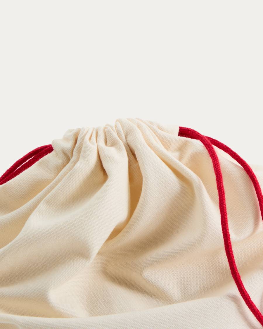 Tandani set of 2 beige and green cotton bags with embroidered blue elephant