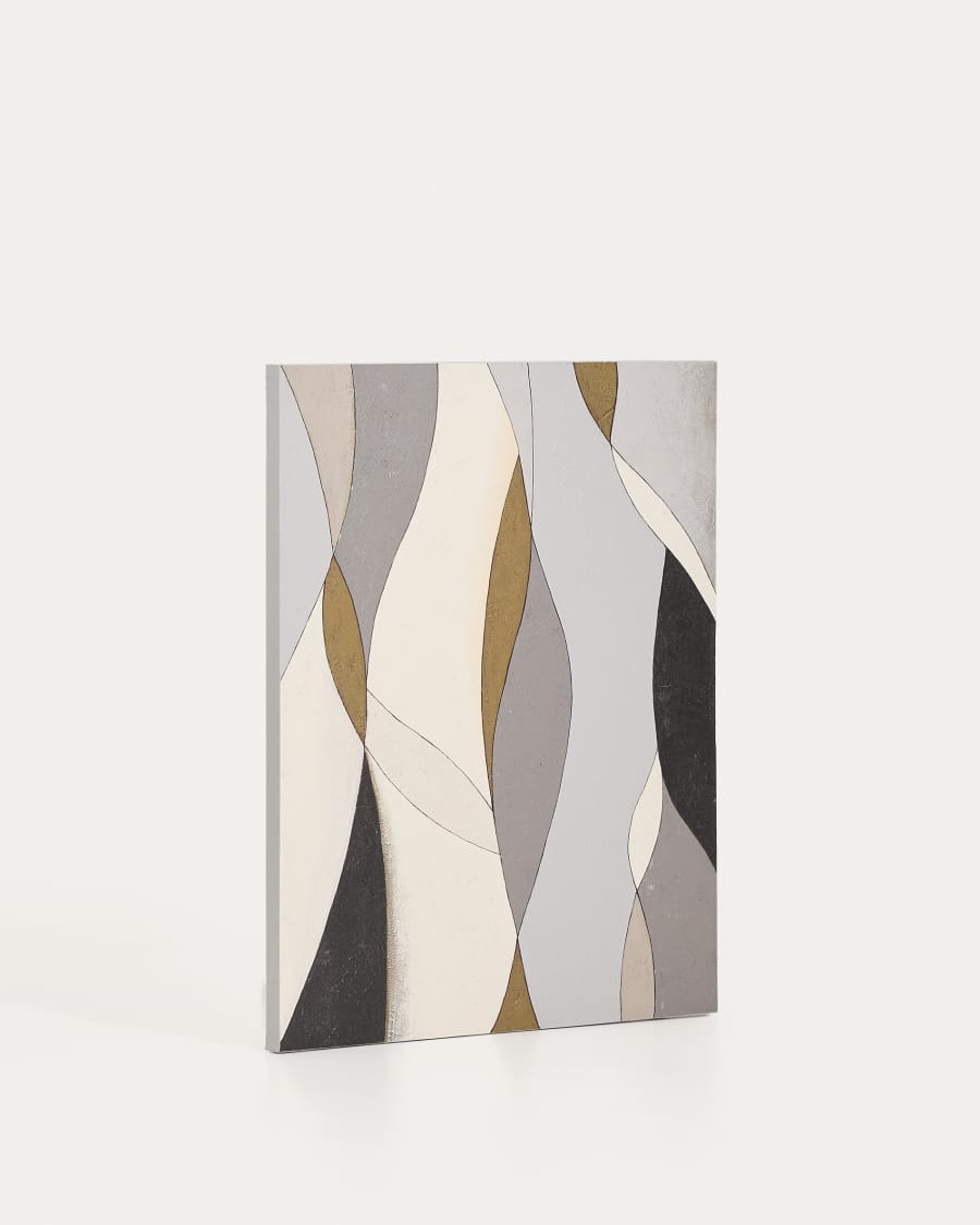 Marvilo grey and mustard abstract canvas 80 x 100cm