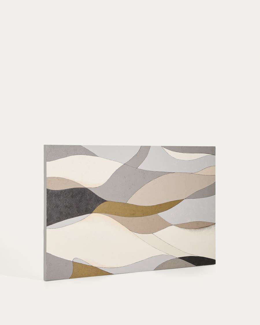 Αφηρημένος καμβάς Marvilo γκρι και μουσταρδί 120 x 200 εκ