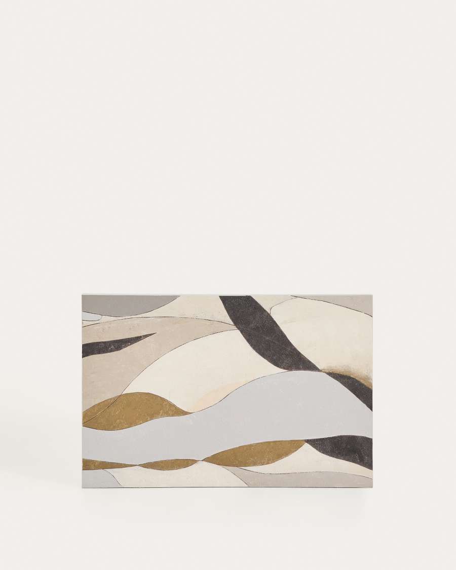 Tela astratta Marvilo grigio e senape 60 x 90 cm