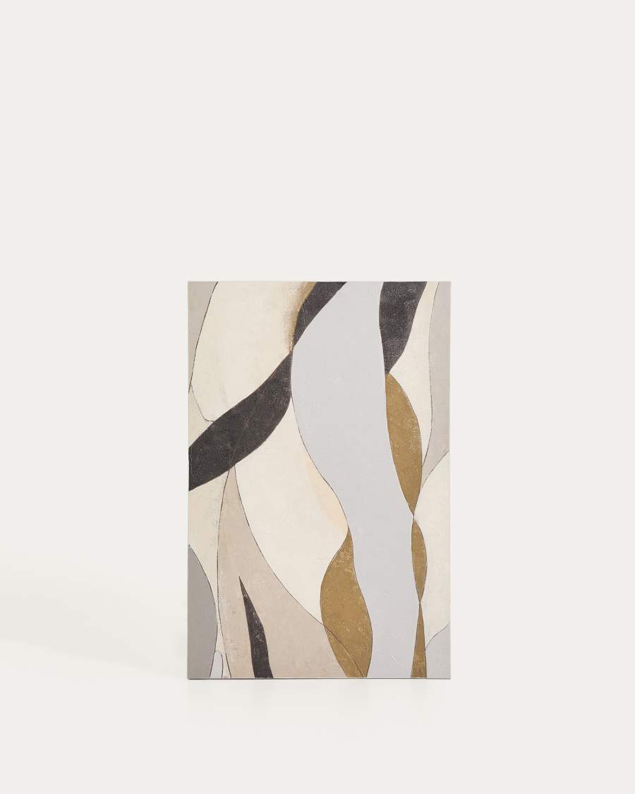 Tela astratta Marvilo grigio e senape 60 x 90 cm