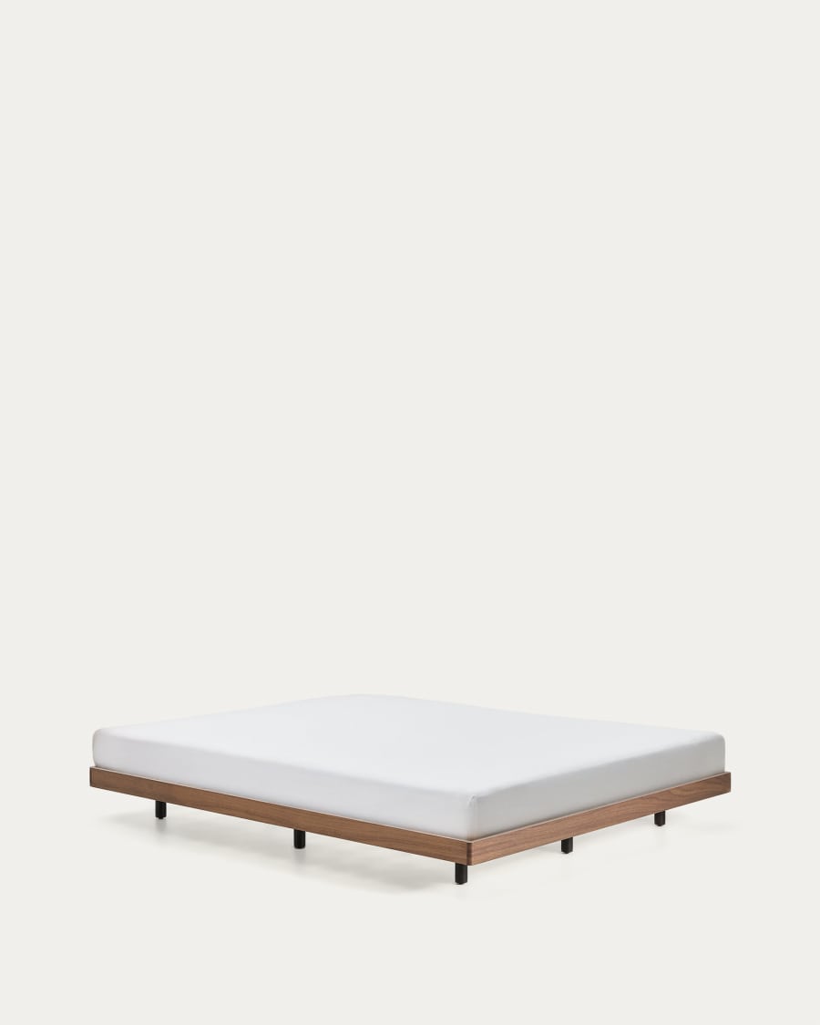 Norlen bed base in walnut veneer with dark finish for 180 x 200cm mattress FSC Mix Credit