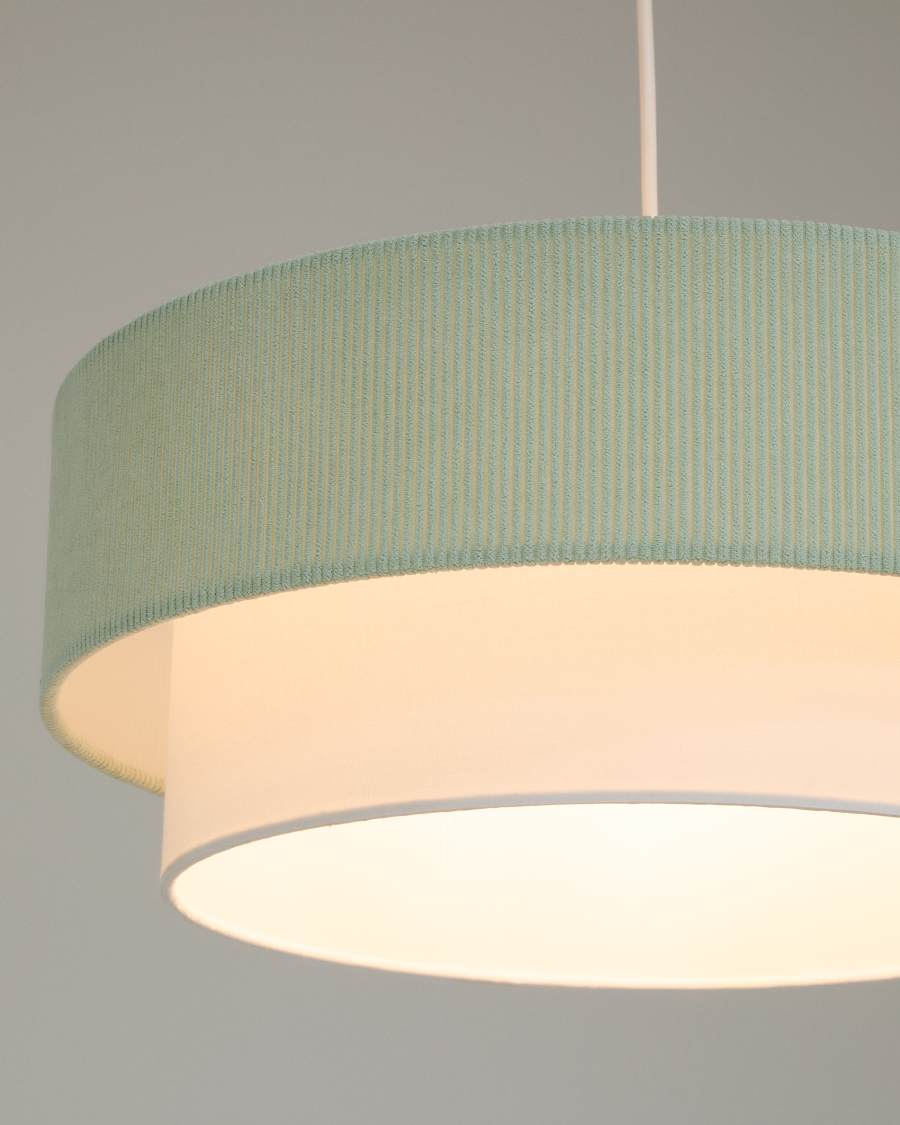 Bianella cotton and turquoise corduroy ceiling lamp