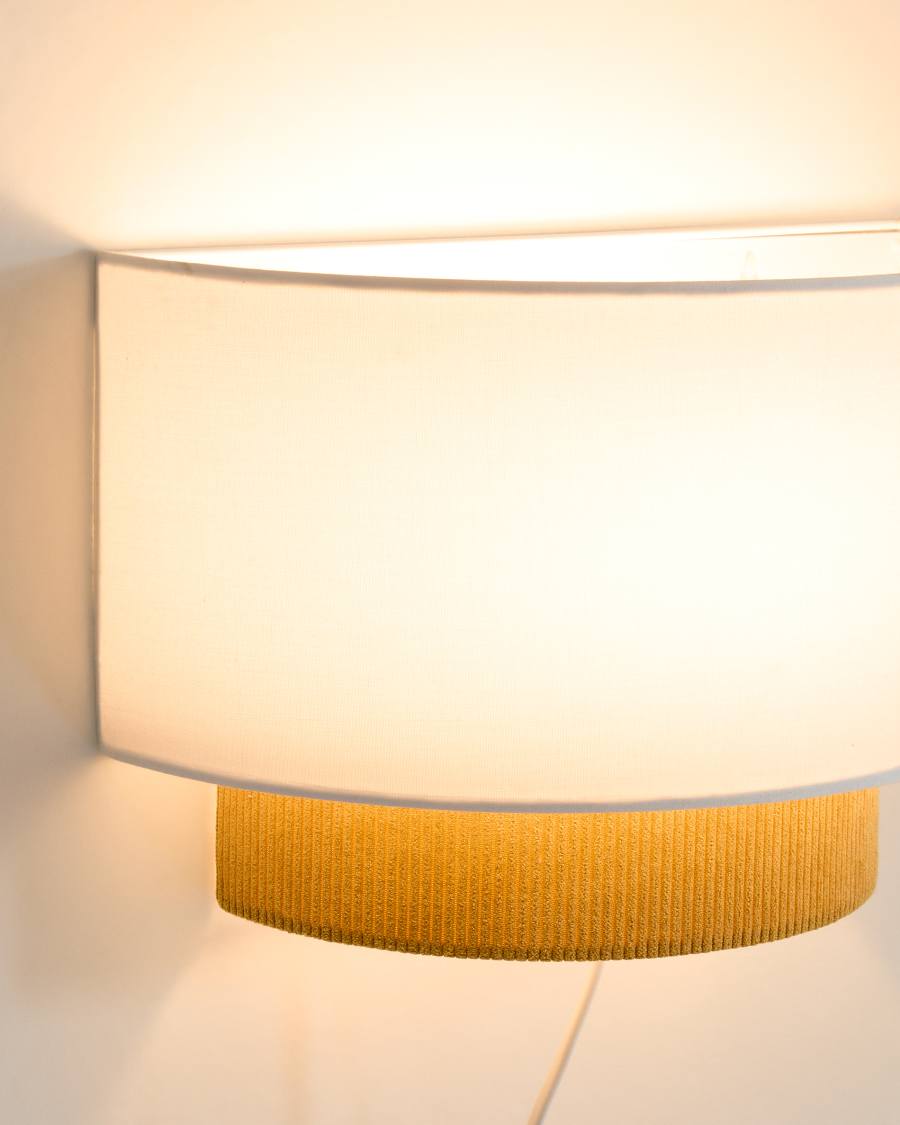 Bianella cotton and mustard corduroy wall light Ø 40cm