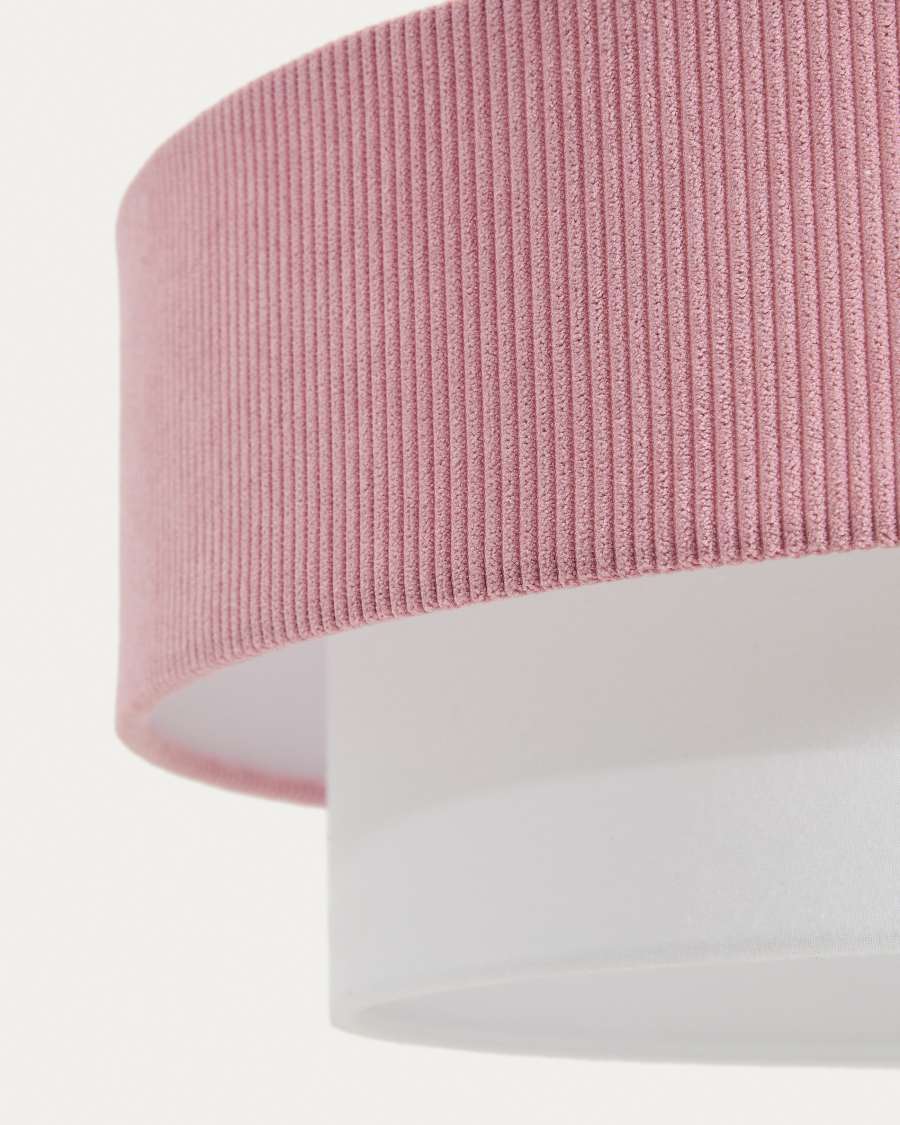 Plafonnier Bianella en coton et velours côtelé rose