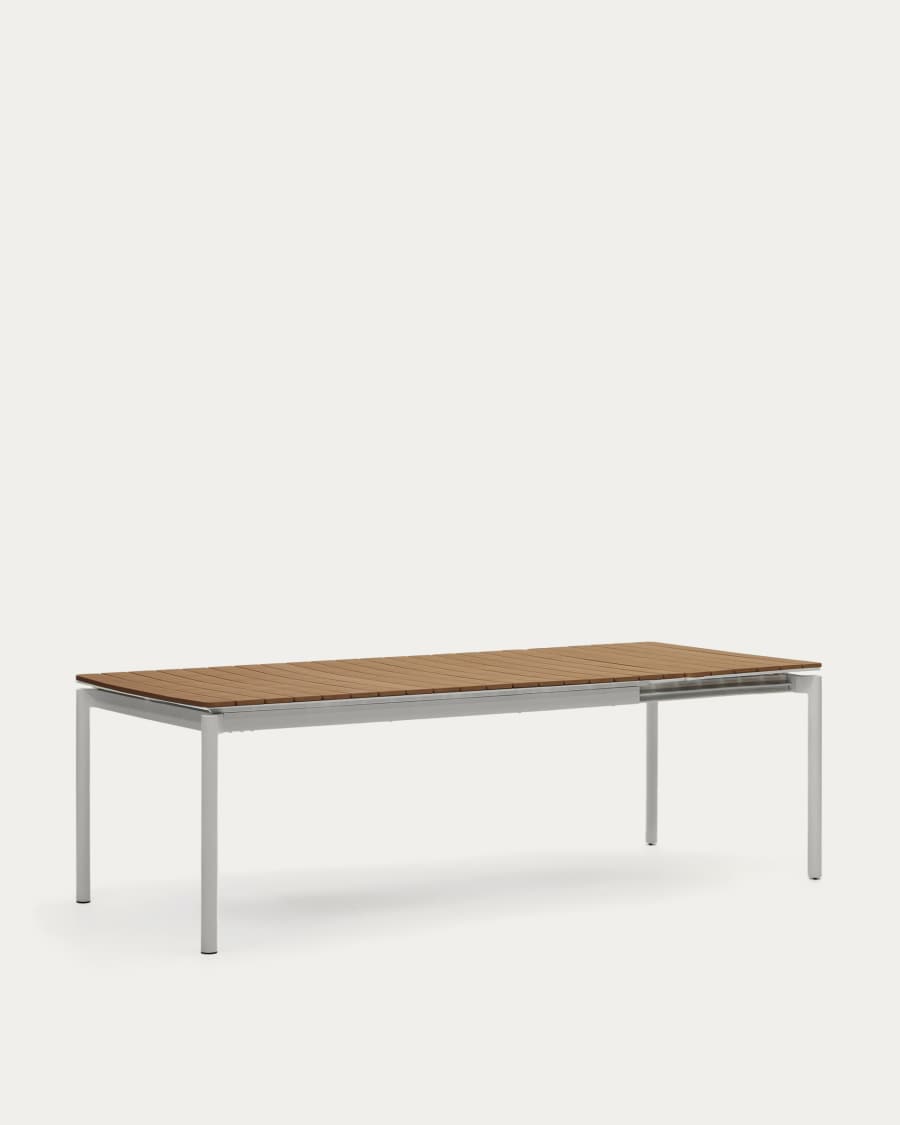 Canyelles outdoor extendable table in polywood and aluminium in light grey 180 (240) x 100cm