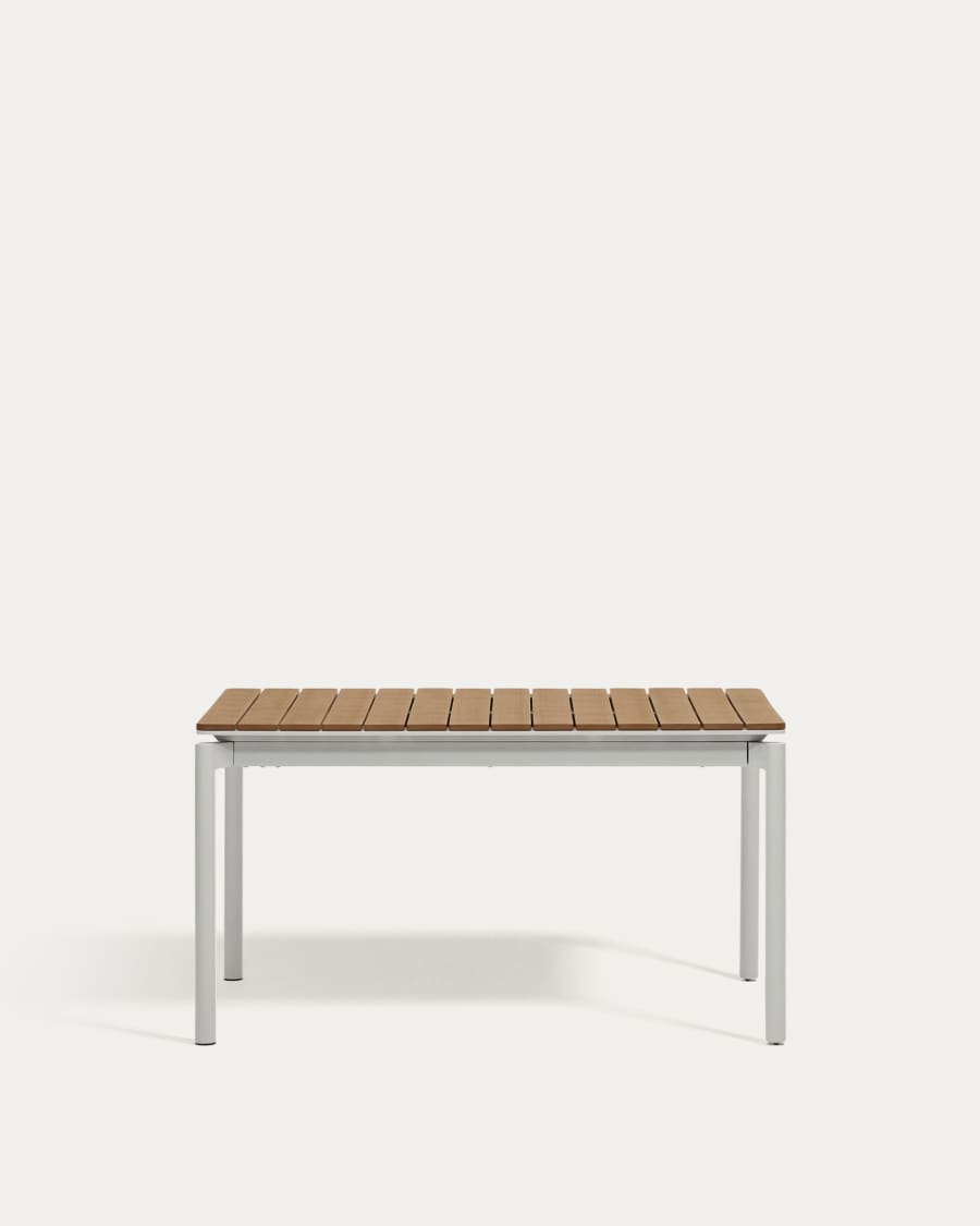 Canyelles outdoor extendable table in polywood and aluminium in light grey 140 (200) x 90cm