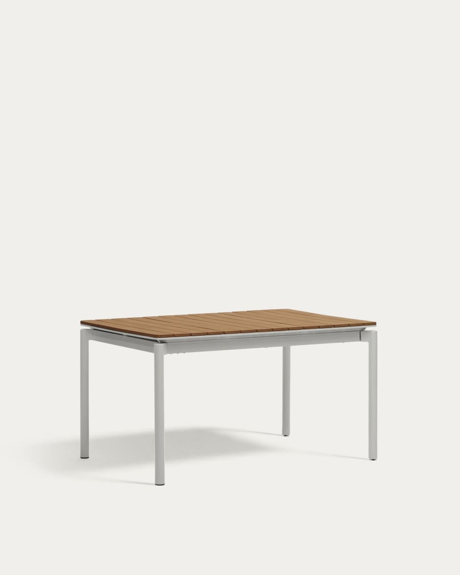 Canyelles outdoor extendable table in polywood and aluminium in light grey 140 (200) x 90cm