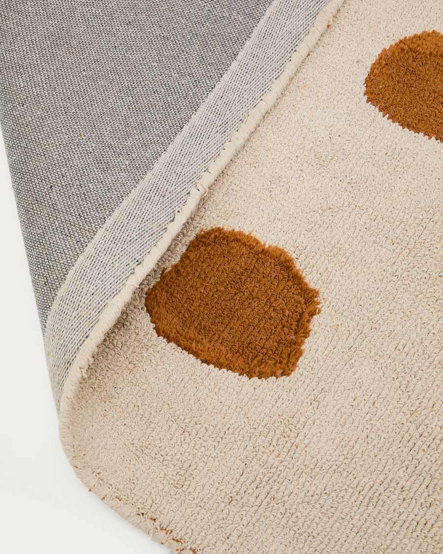 Tandani tapijt van beige katoen met oranje jachtluipaard-design 90 x 150 cm