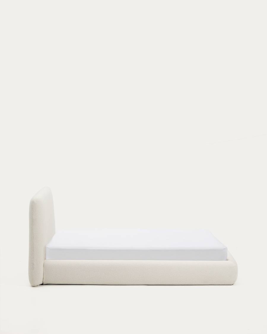 Martina bed with removable cover in ecru chenille for mattress 90 x 200cm