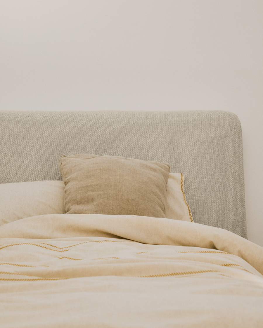 Martina bed with removable cover in ecru chenille for mattress 90 x 200cm