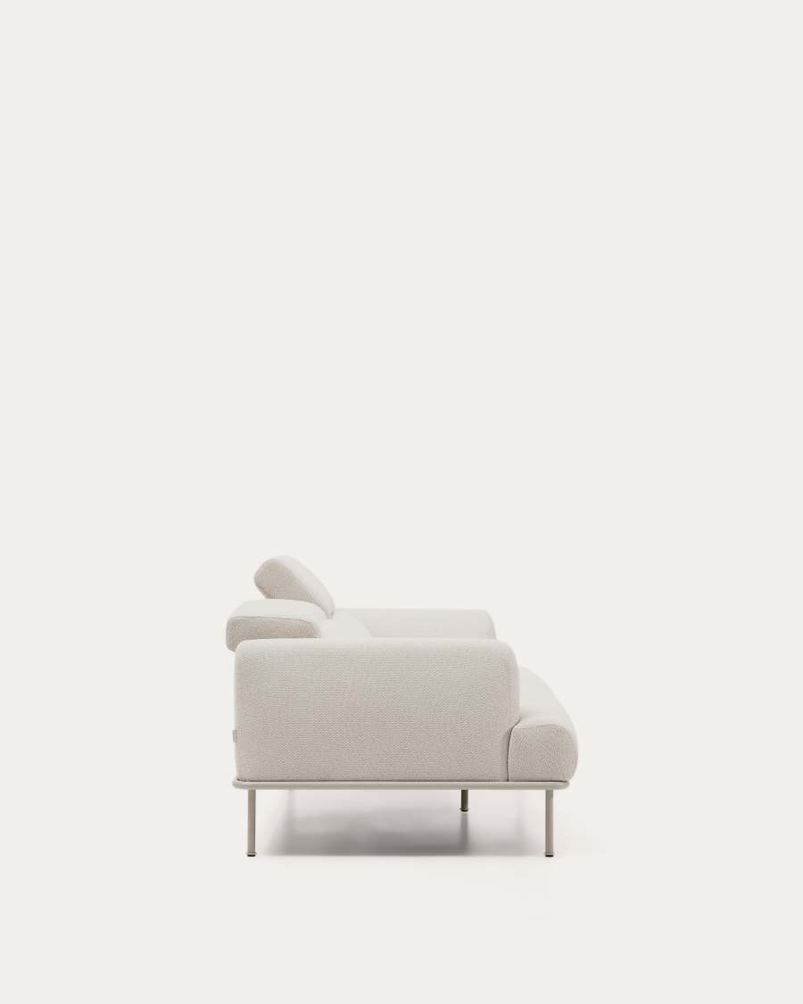 Sofà Aurum 2 places de xenilla cru amb capçal reclinable i base de metall beix mat 214 cm FSC Mix Credit