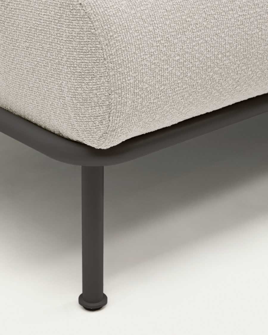 2-Sitzer-Sofa Aurum aus ecrufarbener Chenille mit verstellbarem Kopfteil und mattgrauer Metallbasis 214 cm FSC Mix Credit