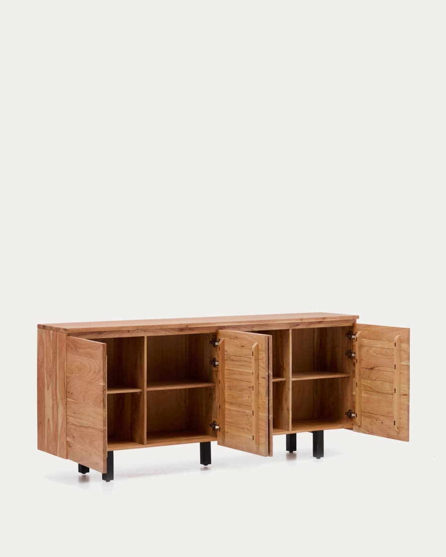 Uxue 4-door sideboard in solid acacia wood with bleached finish 200 x 88cm