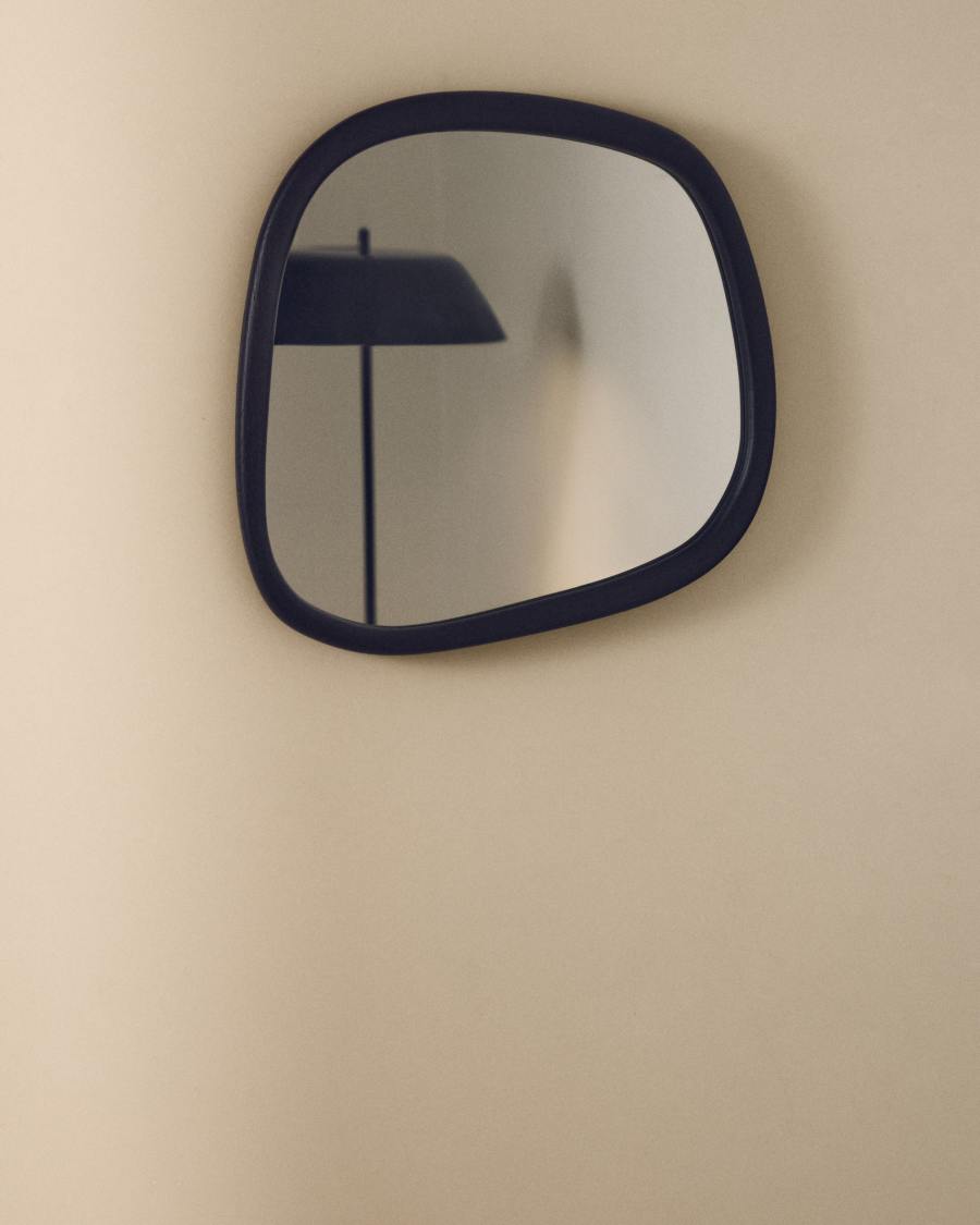 Alura black teak wood mirror 45,5 x 47 cm FSC 100%
