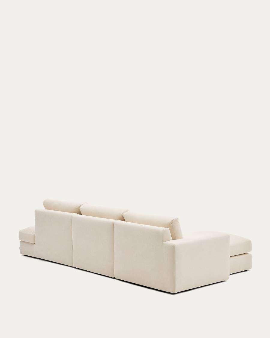 Alea removable cover modular sofa 5-seater in natural chenille left chaise longue 340 cm