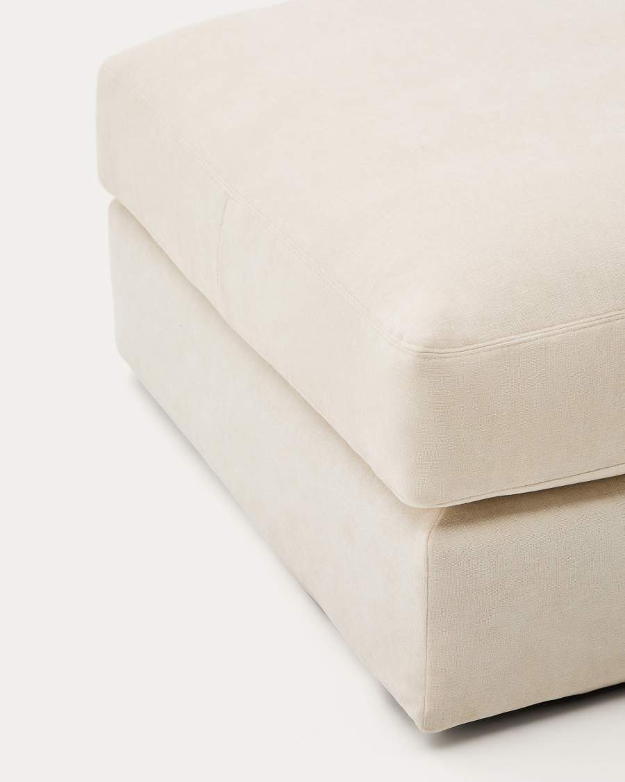 Alea removable cover footrest in natural chenille 90 x 90 cm