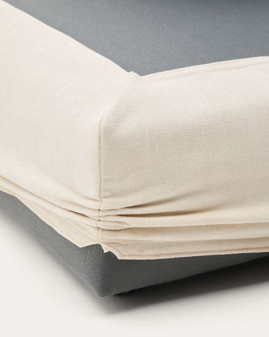 Alea removable cover footrest in natural chenille 90 x 90 cm