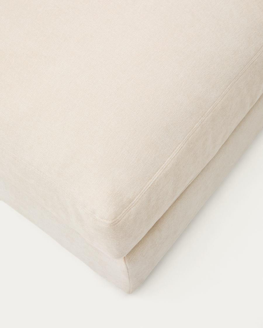 Alea removable cover footrest in natural chenille 90 x 90 cm
